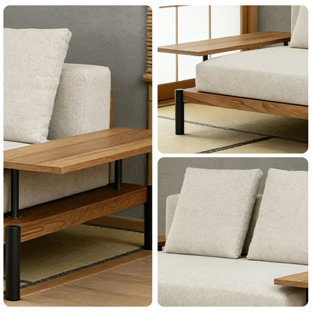 SOLARA Outdoor Single Sofa - Solid Teak Wood Frame, Waterproof Cushions, Aluminium Legs, Modern Patio Lounge Chair - Natural