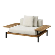 SOLARA Outdoor Single Sofa - Solid Teak Wood Frame, Waterproof Cushions, Aluminium Legs, Modern Patio Lounge Chair - Natural