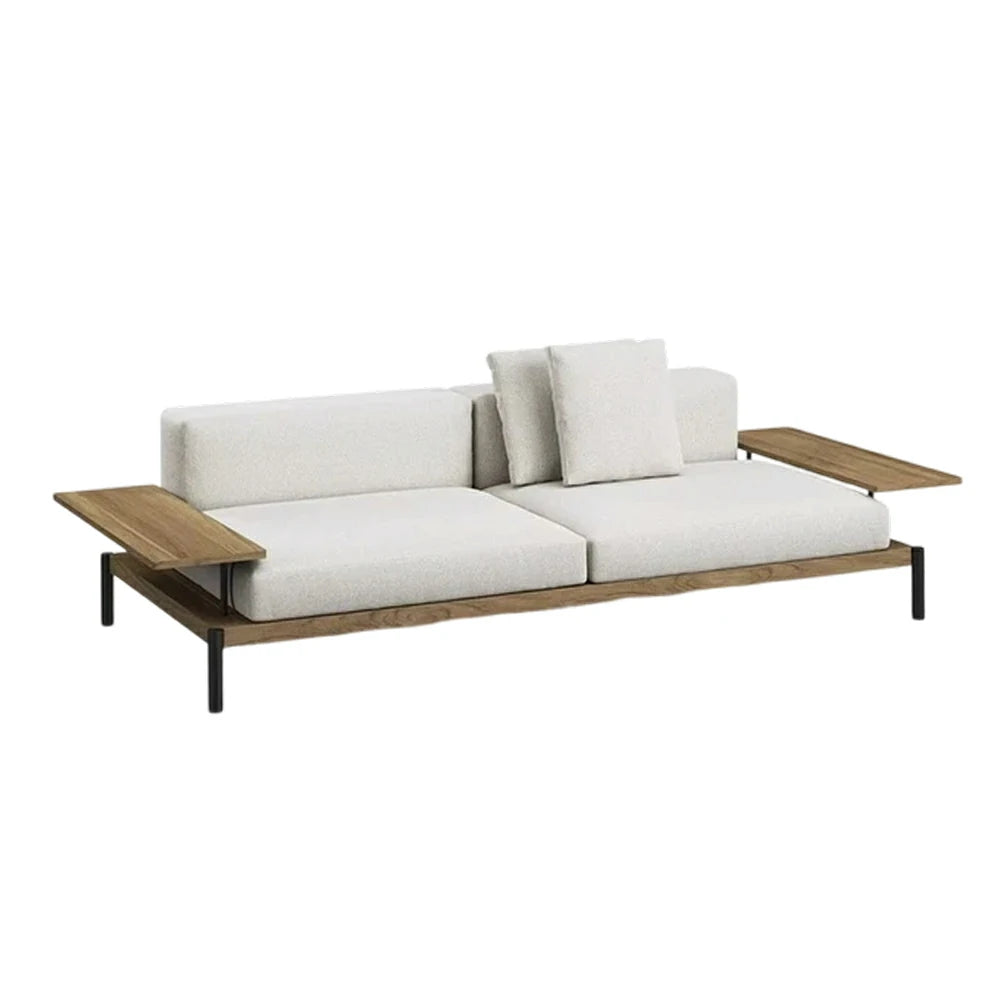 SOLARA Outdoor 2-Seater Sofa - Solid Teak Wood Frame, Waterproof Cushions, Aluminium Legs, Modern Patio Lounge Design - Natural