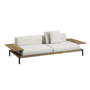 SOLARA Outdoor 2-Seater Sofa - Solid Teak Wood Frame, Waterproof Cushions, Aluminium Legs, Modern Patio Lounge Design - Natural