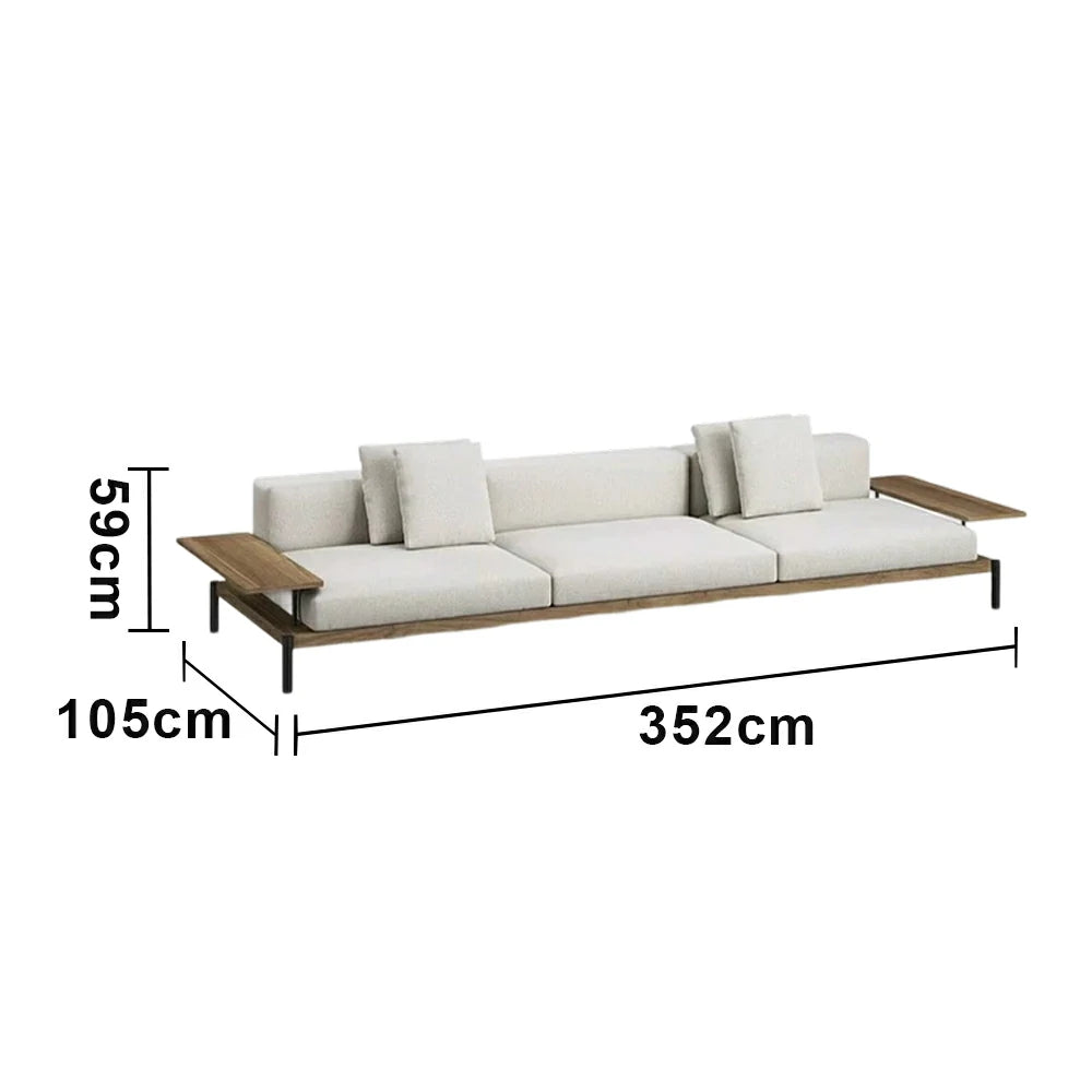 SOLARA Outdoor 3-Seater Sofa - Solid Teak Wood Frame, Waterproof Cushions, Aluminium Legs, Modern Patio Lounge Design - Natural