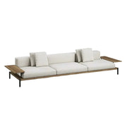 SOLARA Outdoor 3-Seater Sofa - Solid Teak Wood Frame, Waterproof Cushions, Aluminium Legs, Modern Patio Lounge Design - Natural