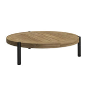 SOLARA Outdoor Round Coffee Table - Solid Teak Wood Top, Aluminium Legs, 23/35cm Height Options, Modern Patio Design - Natural