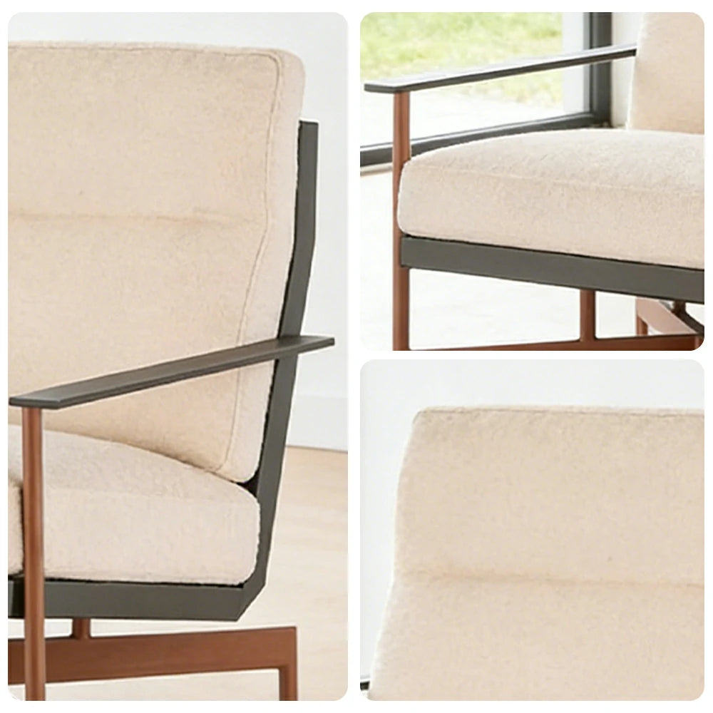 SOLARA Outdoor High-Back Single Sofa - Stainless Steel Frame with Sunbrella Fabric & High-Density Foam, Modern Patio Lounge Chair - Beige