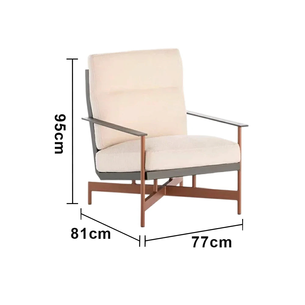 SOLARA Outdoor High-Back Single Sofa - Stainless Steel Frame with Sunbrella Fabric & High-Density Foam, Modern Patio Lounge Chair - Beige