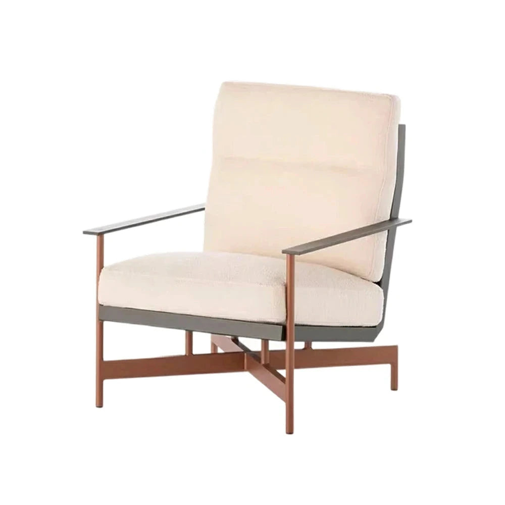 SOLARA Outdoor High-Back Single Sofa - Stainless Steel Frame with Sunbrella Fabric & High-Density Foam, Modern Patio Lounge Chair - Beige