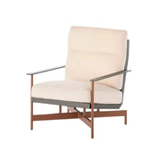 SOLARA Outdoor High-Back Single Sofa - Stainless Steel Frame with Sunbrella Fabric & High-Density Foam, Modern Patio Lounge Chair - Beige