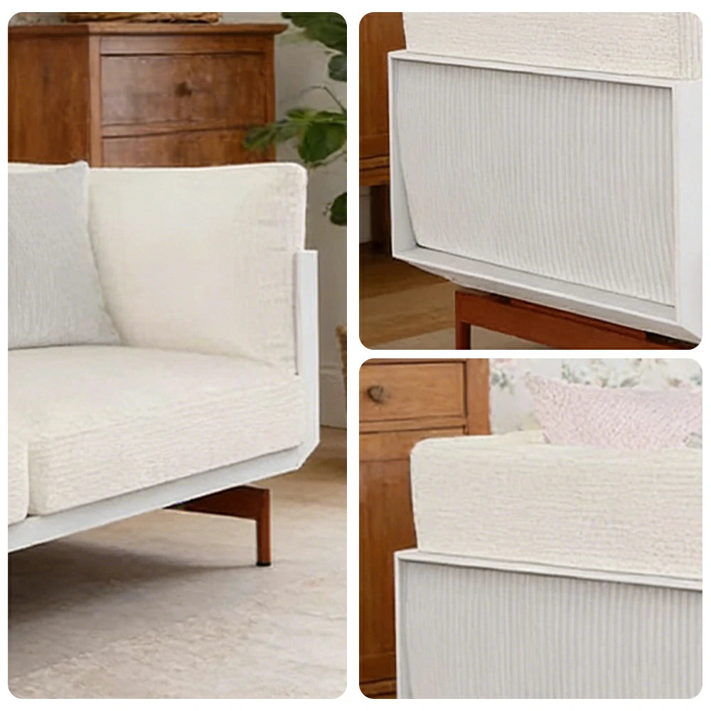 SOLARA Outdoor 2-Seater Sofa - Stainless Steel Frame with Waterproof Fabric & High-Density Foam, Modern Patio Lounge Couch - Beige