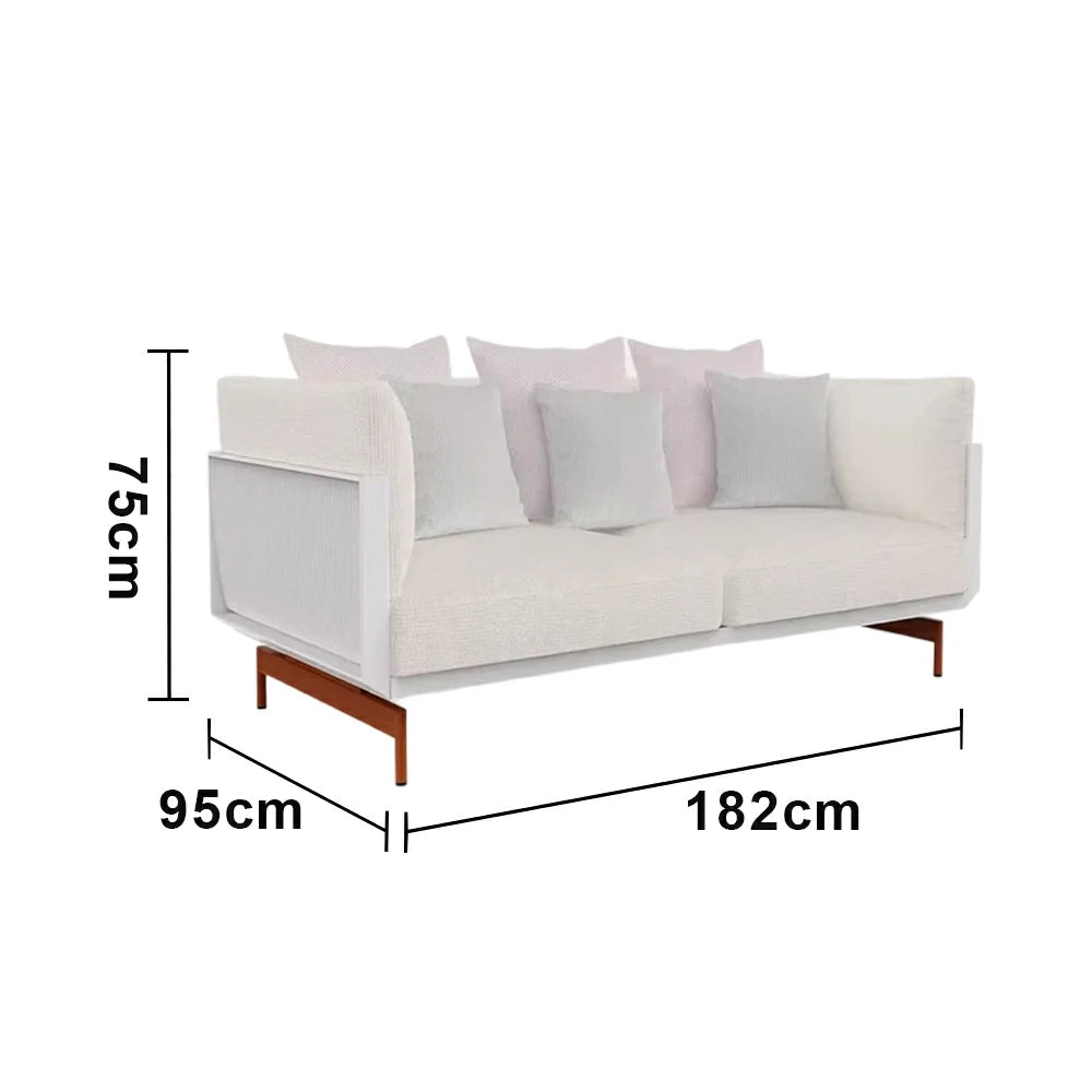 SOLARA Outdoor 2-Seater Sofa - Stainless Steel Frame with Waterproof Fabric & High-Density Foam, Modern Patio Lounge Couch - Beige