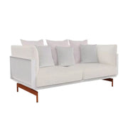 SOLARA Outdoor 2-Seater Sofa - Stainless Steel Frame with Waterproof Fabric & High-Density Foam, Modern Patio Lounge Couch - Beige