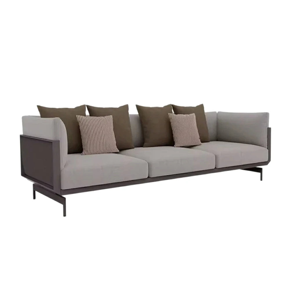 SOLARA Outdoor 3-Seater Sofa - Stainless Steel Frame with Waterproof Fabric & High-Density Foam, Modern Patio Lounge Couch - Grey