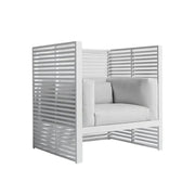 SOLARA Outdoor High-Back Single Sofa - Powder-Coated Aluminum Frame with Waterproof & UV-Resistant Cushion, Modern Patio Lounge Chair - White