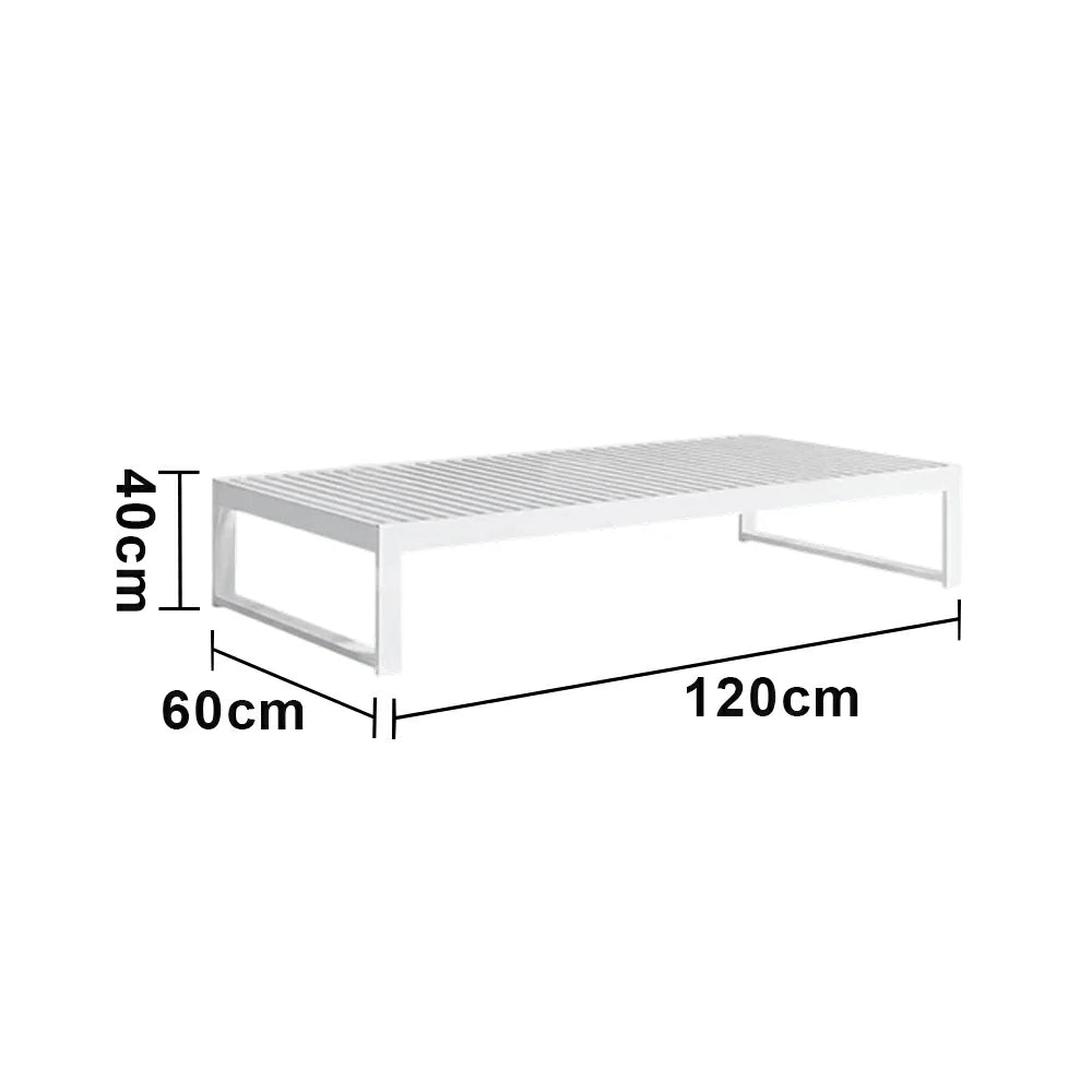 SOLARA Outdoor Aluminium Slatted Coffee Table - Powder-Coated Frame, Waterproof & Rust-Resistant Design, Modern Patio Garden Use - White