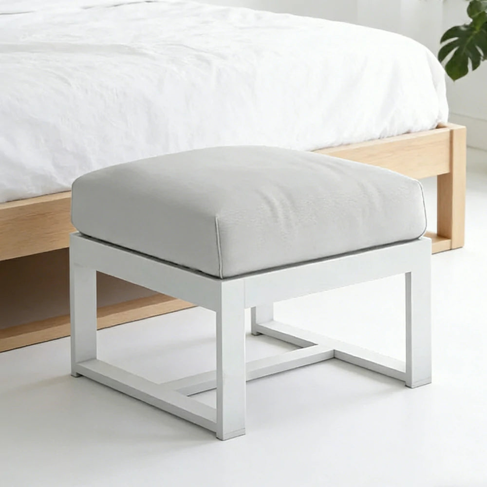 SOLARA Outdoor Aluminium Ottoman Footrest - Waterproof UV-Resistant Cushion, Powder-Coated Frame for Patio Garden Balcony Use - White