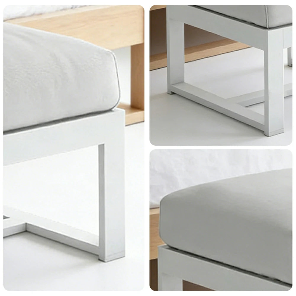 SOLARA Outdoor Aluminium Ottoman Footrest - Waterproof UV-Resistant Cushion, Powder-Coated Frame for Patio Garden Balcony Use - White