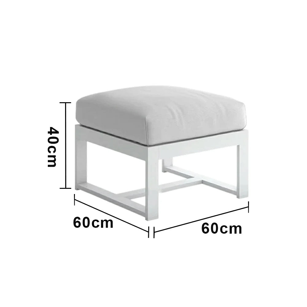SOLARA Outdoor Aluminium Ottoman Footrest - Waterproof UV-Resistant Cushion, Powder-Coated Frame for Patio Garden Balcony Use - White