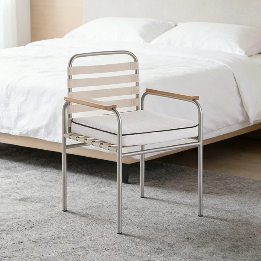 SOLARA Outdoor Aluminium Lounge Chair - Powder-Coated Alloy Frame with Waterproof Cushioned Seat, Breathable Quick-Dry Fabric, Modern Patio Armchair - White