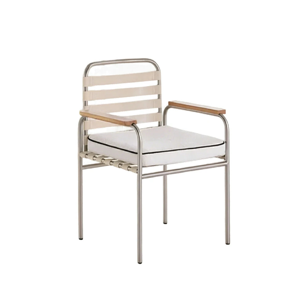 SOLARA Outdoor Aluminium Lounge Chair - Powder-Coated Alloy Frame with Waterproof Cushioned Seat, Breathable Quick-Dry Fabric, Modern Patio Armchair - White