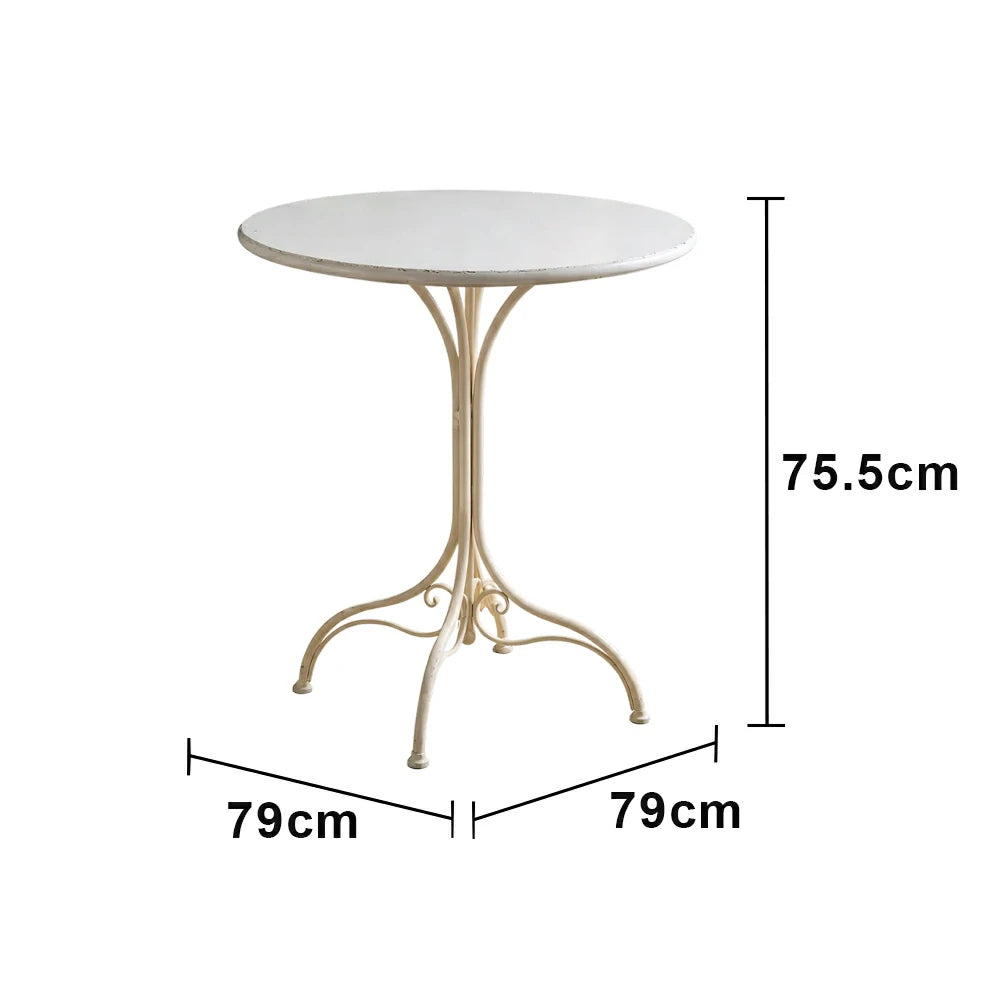 SOLARA Dining Table - Vintage French Style Design, Spacious Tabletop with Sturdy Iron Legs, Patio Balcony Indoor Dining Table