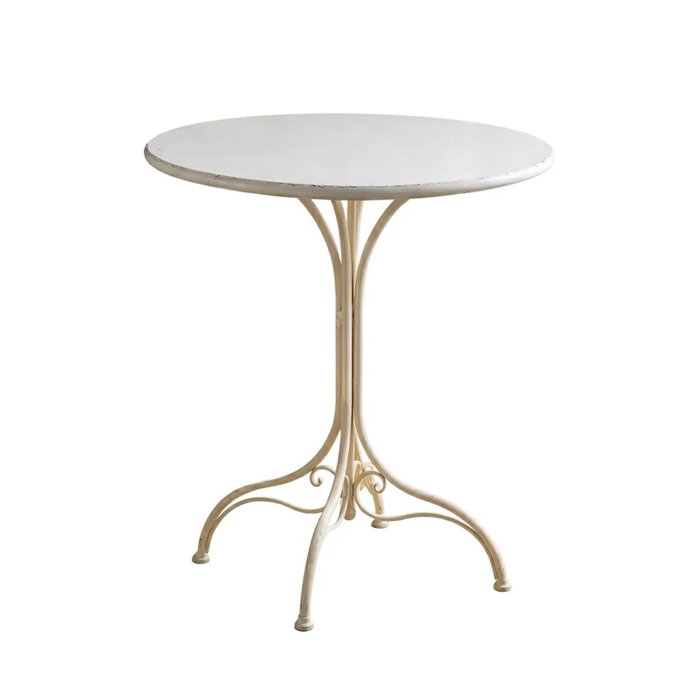 SOLARA Dining Table - Vintage French Style Design, Spacious Tabletop with Sturdy Iron Legs, Patio Balcony Indoor Dining Table