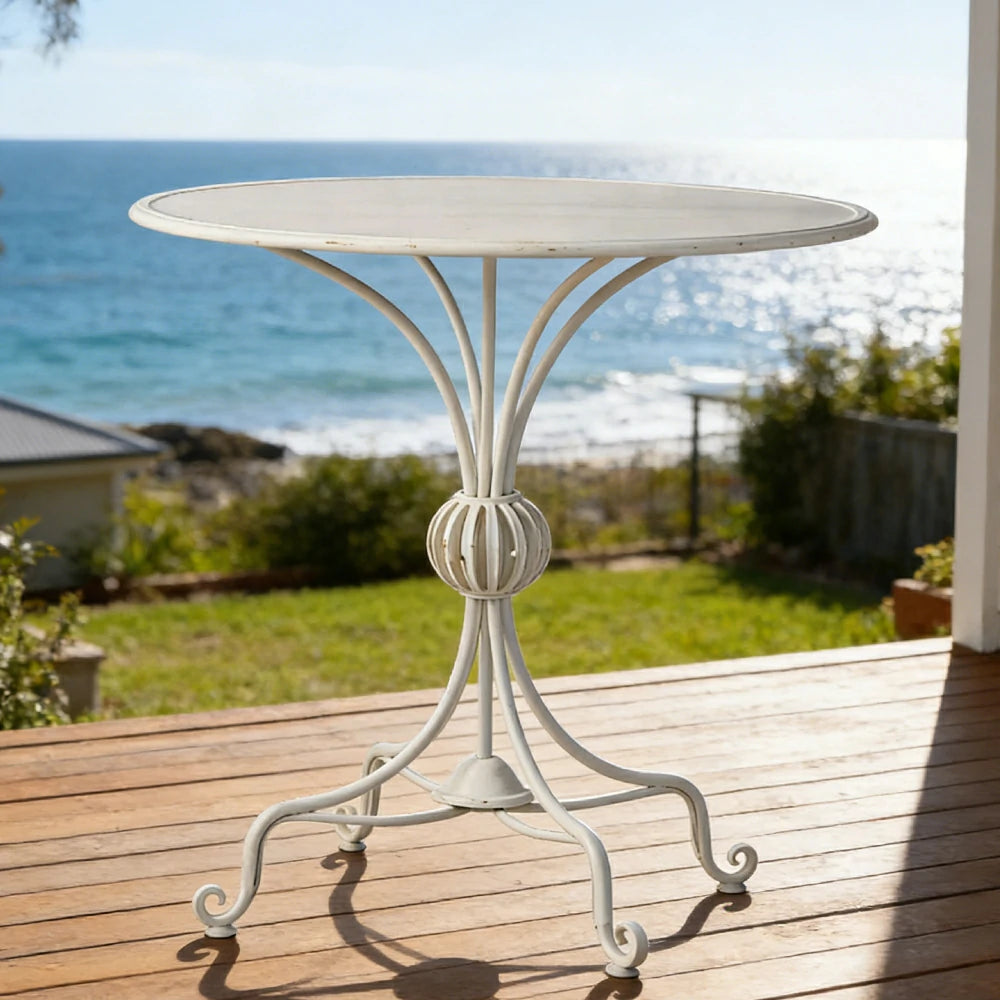 SOLARA Vintage Dining Table - Spacious Tabletop, Durable Iron Legs, Patio Balcony Garden Indoor Outdoor Table