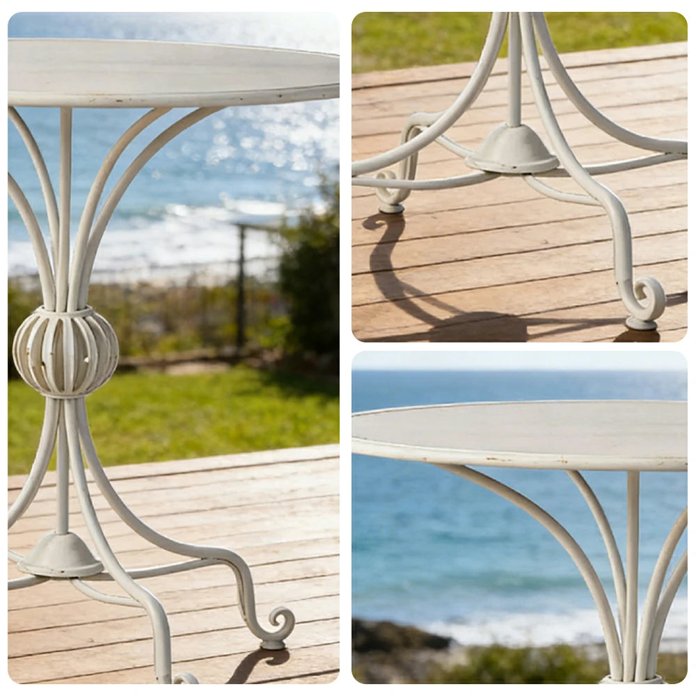 SOLARA Vintage Dining Table - Spacious Tabletop, Durable Iron Legs, Patio Balcony Garden Indoor Outdoor Table