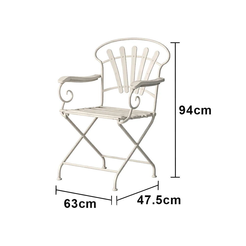 SOLARA French Vintage Chair - Distressed Style Top, Strong Iron Frame, Patio Balcony Indoor Dining Table