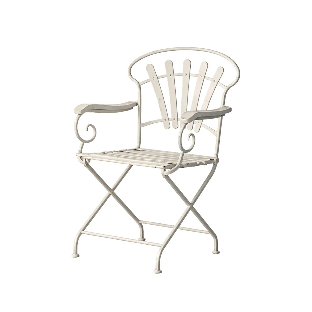 SOLARA French Vintage Chair - Distressed Style Top, Strong Iron Frame, Patio Balcony Indoor Dining Table