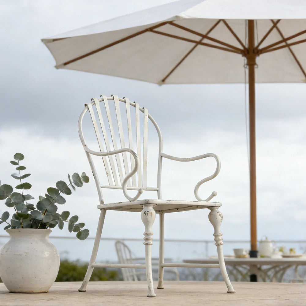 SOLARA Dining Chair - Vintage French Style Design, Spacious Tabletop with Sturdy Iron Legs, Patio Balcony Indoor Dining Table