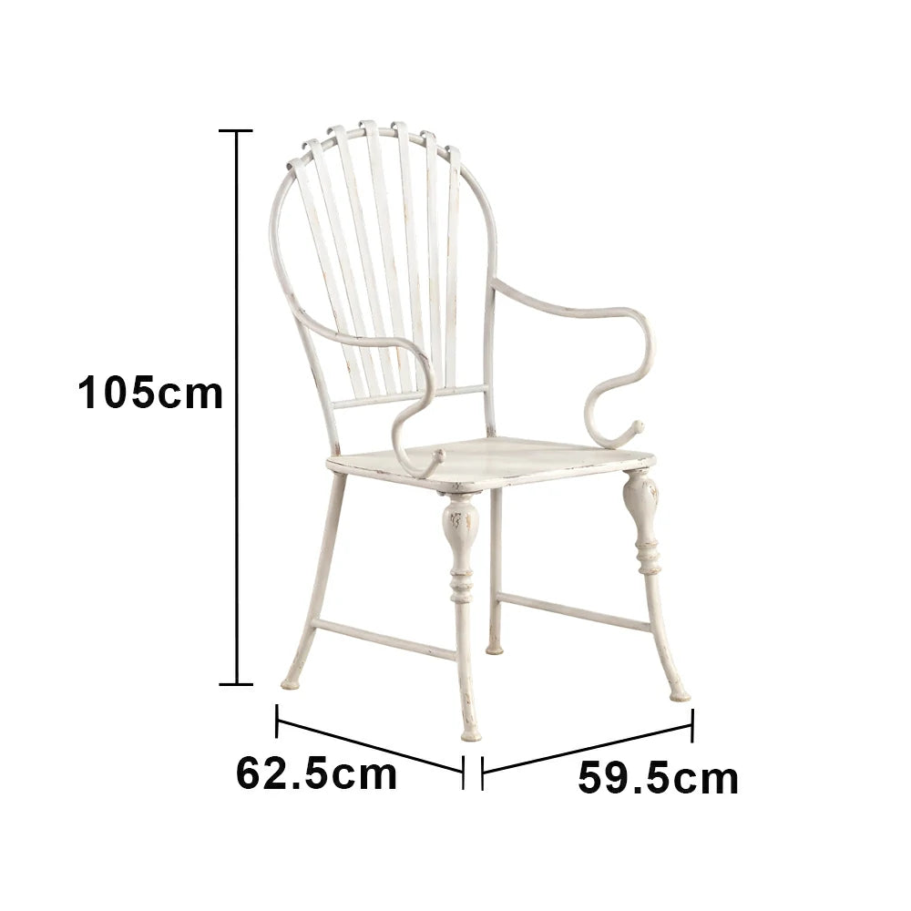 SOLARA Dining Chair - Vintage French Style Design, Spacious Tabletop with Sturdy Iron Legs, Patio Balcony Indoor Dining Table