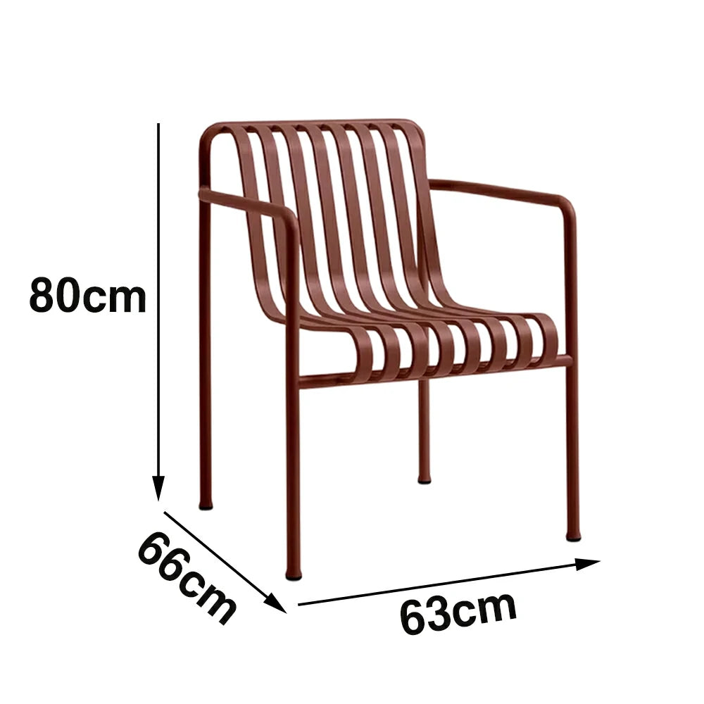 SOLARA Outdoor Metal Seating Collection - Bench, Lounger, Bar Stool & Dining Chair, Heavy-Duty Steel Frame, Weather-Resistant Finish - Wine