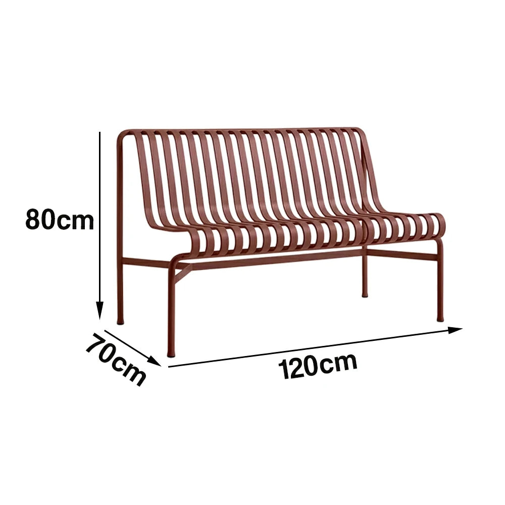 SOLARA Outdoor Metal Seating Collection - Bench, Lounger, Bar Stool & Dining Chair, Heavy-Duty Steel Frame, Weather-Resistant Finish - Wine