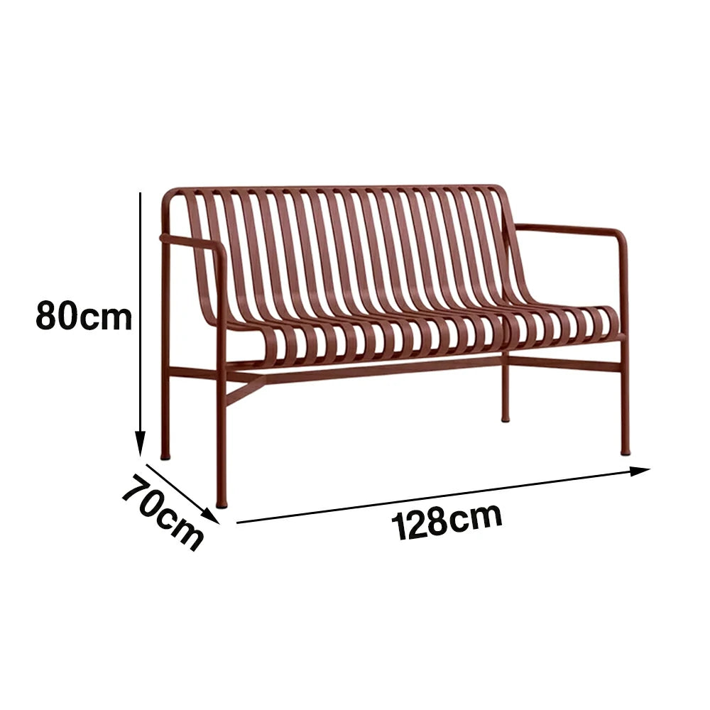 SOLARA Outdoor Metal Seating Collection - Bench, Lounger, Bar Stool & Dining Chair, Heavy-Duty Steel Frame, Weather-Resistant Finish - Wine