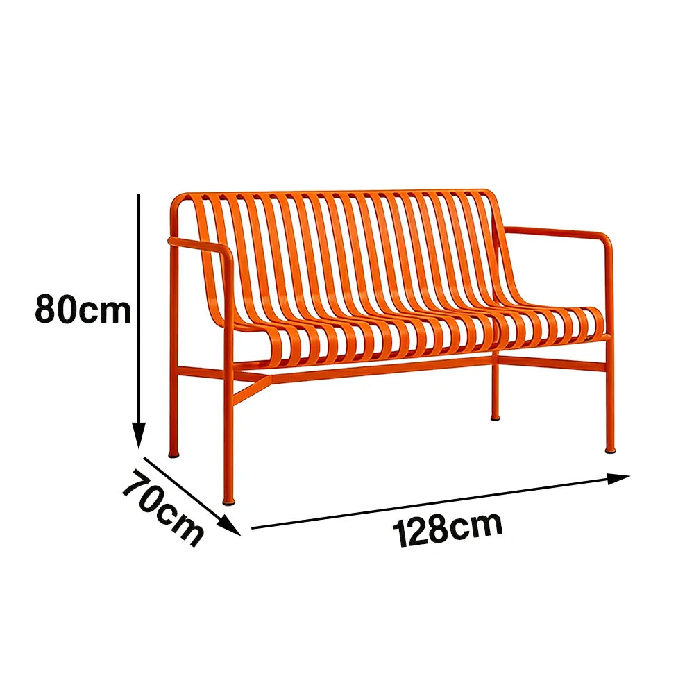 SOLARA Outdoor Metal Seating Collection - Bench, Lounger, Bar Stool & Dining Chair, Heavy-Duty Steel Frame, Weather-Resistant Finish - Orange
