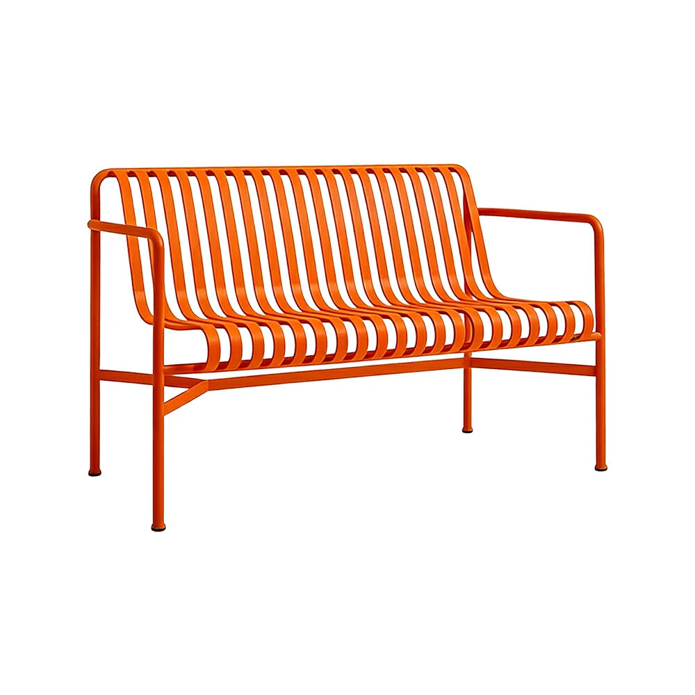 SOLARA Outdoor Metal Seating Collection - Bench, Lounger, Bar Stool & Dining Chair, Heavy-Duty Steel Frame, Weather-Resistant Finish - Orange