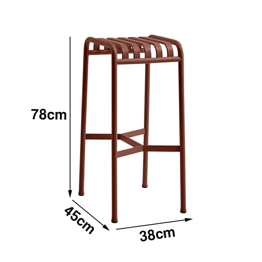 SOLARA Outdoor Metal Seating Collection - Bench, Lounger, Bar Stool & Dining Chair, Heavy-Duty Steel Frame, Weather-Resistant Finish - Wine