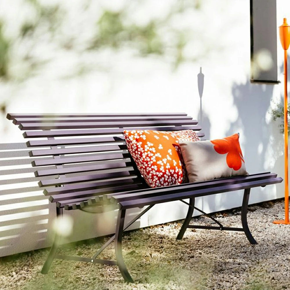 SOLARA 150/200cm Outdoor Bench - High-Strength Iron Frame, Weather-Resistant Coating, Modern Curved Design, Perfect for Gardens, Patios & Commercial Spaces - Blue