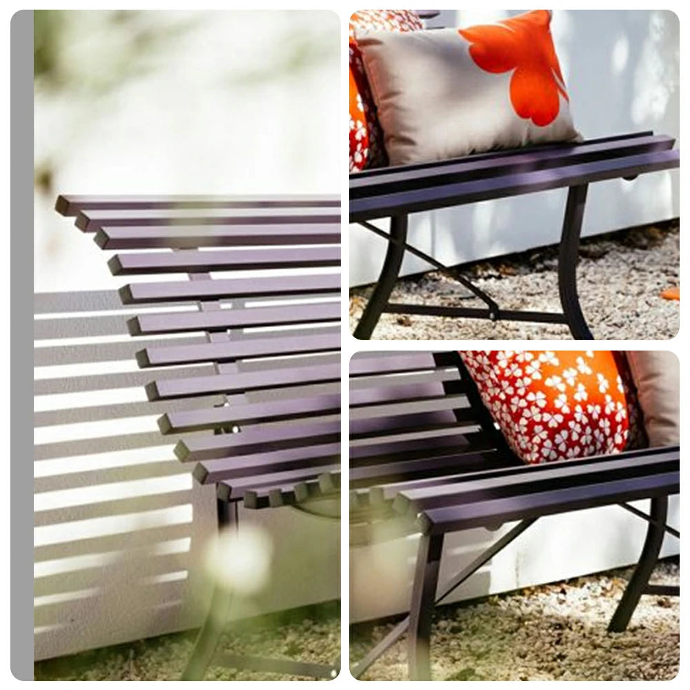 SOLARA 150/200cm Outdoor Bench - High-Strength Iron Frame, Weather-Resistant Coating, Modern Curved Design, Perfect for Gardens, Patios & Commercial Spaces - Blue