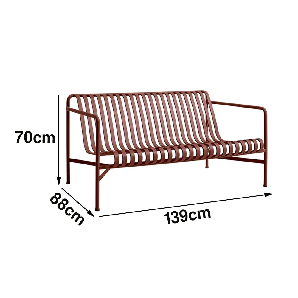 SOLARA Outdoor Metal Seating Collection - Bench, Lounger, Bar Stool & Dining Chair, Heavy-Duty Steel Frame, Weather-Resistant Finish - Wine