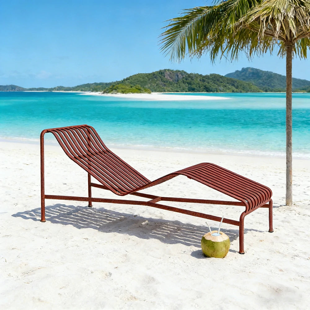 SOLARA Outdoor Metal Seating Collection - Bench, Lounger, Bar Stool & Dining Chair, Heavy-Duty Steel Frame, Weather-Resistant Finish - Wine