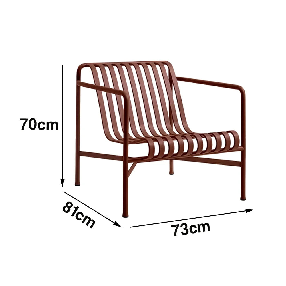 SOLARA Outdoor Metal Seating Collection - Bench, Lounger, Bar Stool & Dining Chair, Heavy-Duty Steel Frame, Weather-Resistant Finish - Wine