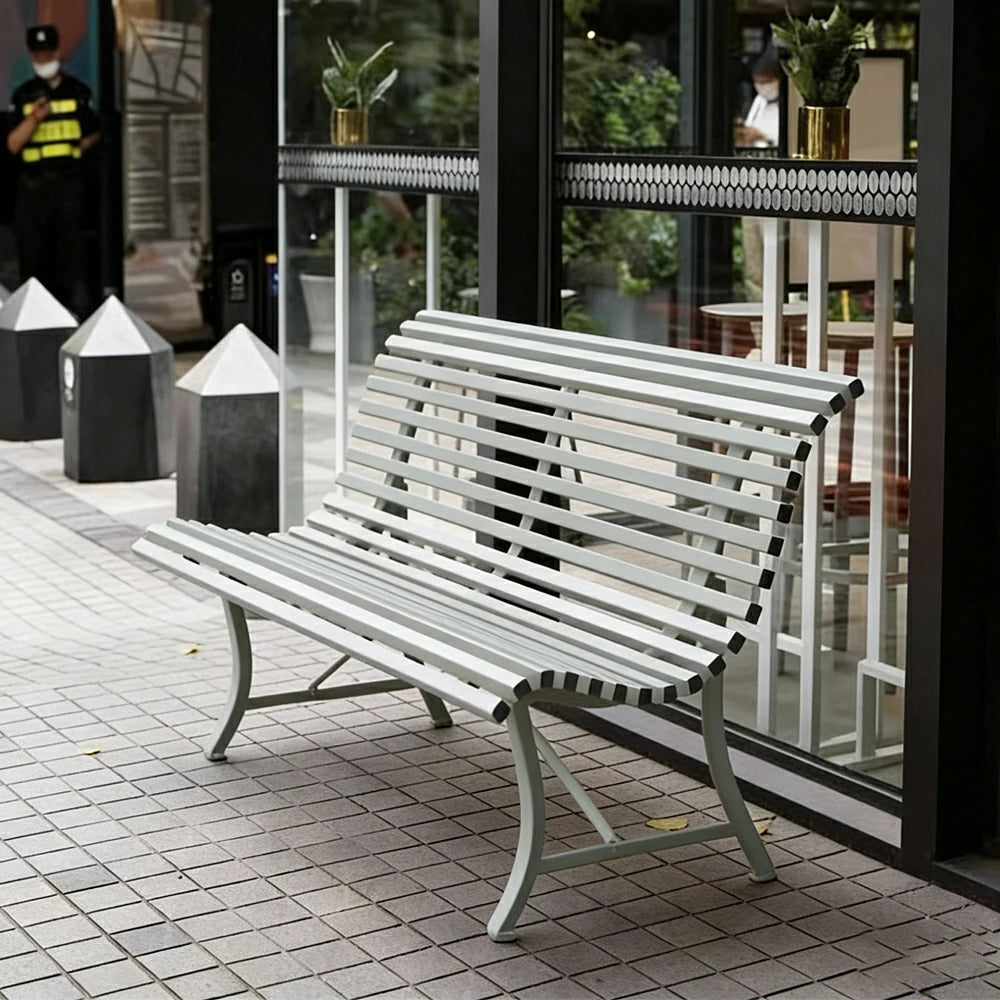 SOLARA 150/200cm Outdoor Bench - High-Strength Iron Frame, Weather-Resistant Coating, Modern Curved Design, Perfect for Gardens, Patios & Commercial Spaces - Green