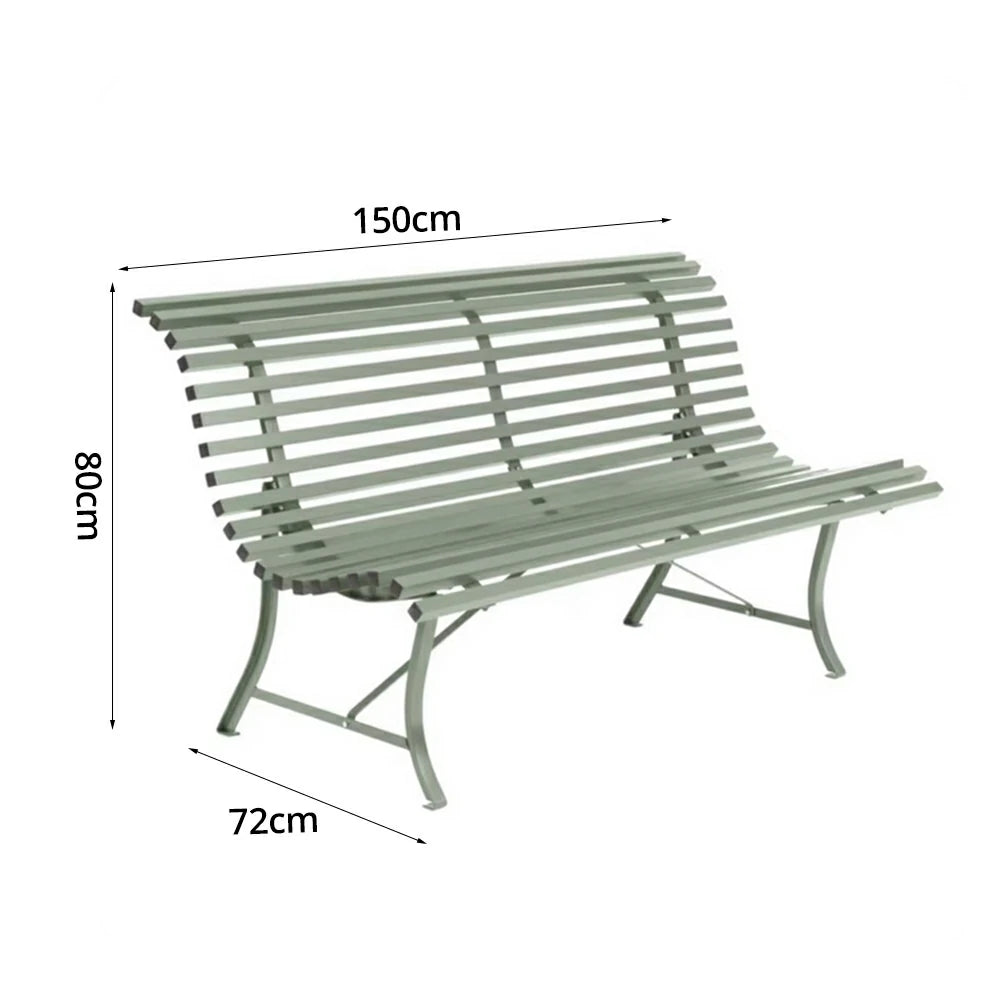 SOLARA 150/200cm Outdoor Bench - High-Strength Iron Frame, Weather-Resistant Coating, Modern Curved Design, Perfect for Gardens, Patios & Commercial Spaces - Green