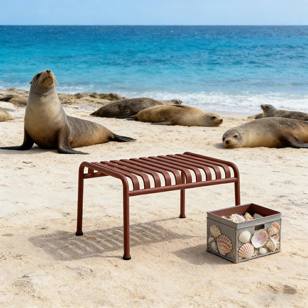 SOLARA Outdoor Metal Furniture Collection - Coffee Table, Long Table, Low Table & Dining Table, Heavy-Duty Steel Frame, Weather-Resistant Finish - Wine
