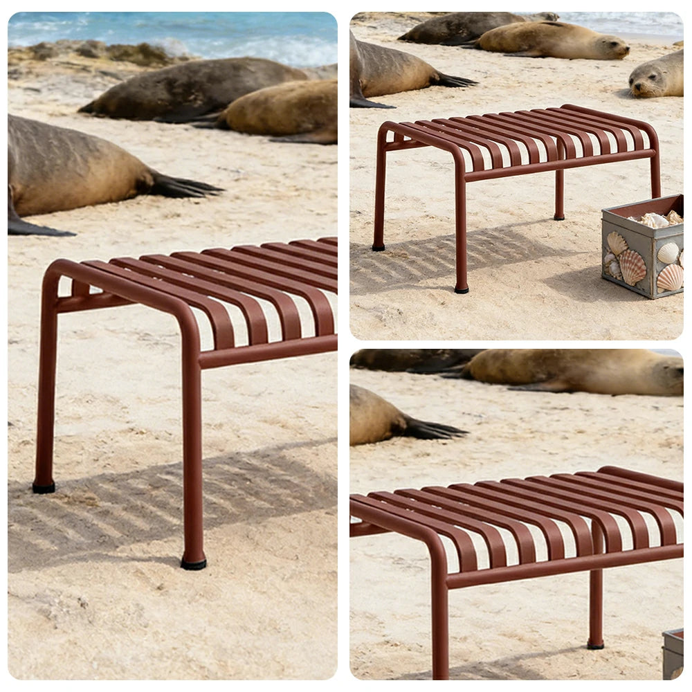 SOLARA Outdoor Metal Furniture Collection - Coffee Table, Long Table, Low Table & Dining Table, Heavy-Duty Steel Frame, Weather-Resistant Finish - Wine