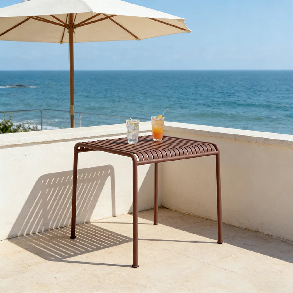 SOLARA Outdoor Metal Furniture Collection - Coffee Table, Long Table, Low Table & Dining Table, Heavy-Duty Steel Frame, Weather-Resistant Finish - Wine