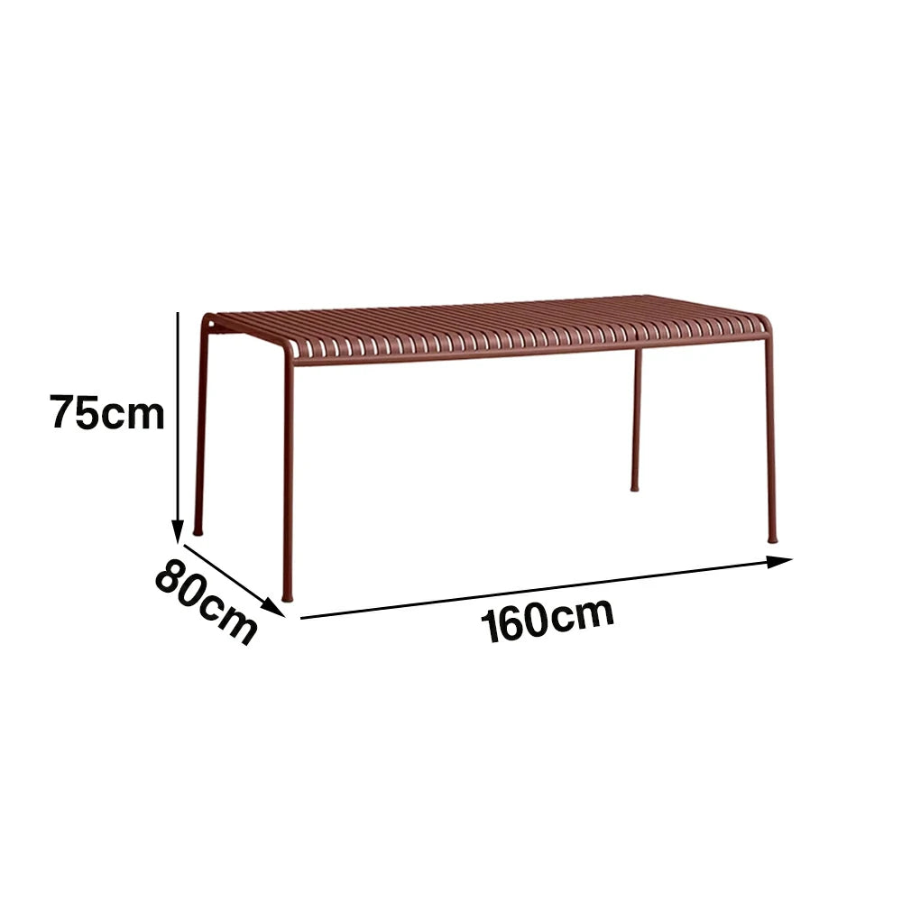 SOLARA Outdoor Metal Furniture Collection - Coffee Table, Long Table, Low Table & Dining Table, Heavy-Duty Steel Frame, Weather-Resistant Finish - Wine