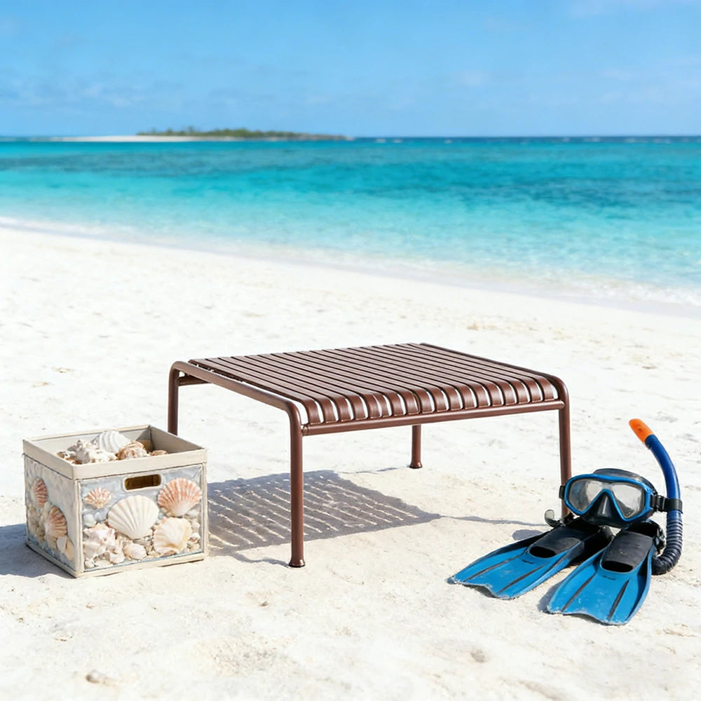 SOLARA Outdoor Metal Furniture Collection - Coffee Table, Long Table, Low Table & Dining Table, Heavy-Duty Steel Frame, Weather-Resistant Finish - Wine