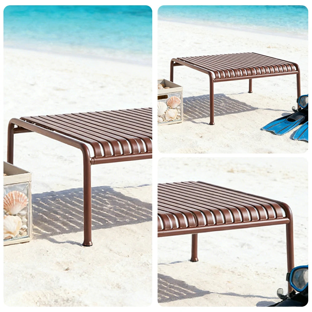 SOLARA Outdoor Metal Furniture Collection - Coffee Table, Long Table, Low Table & Dining Table, Heavy-Duty Steel Frame, Weather-Resistant Finish - Wine