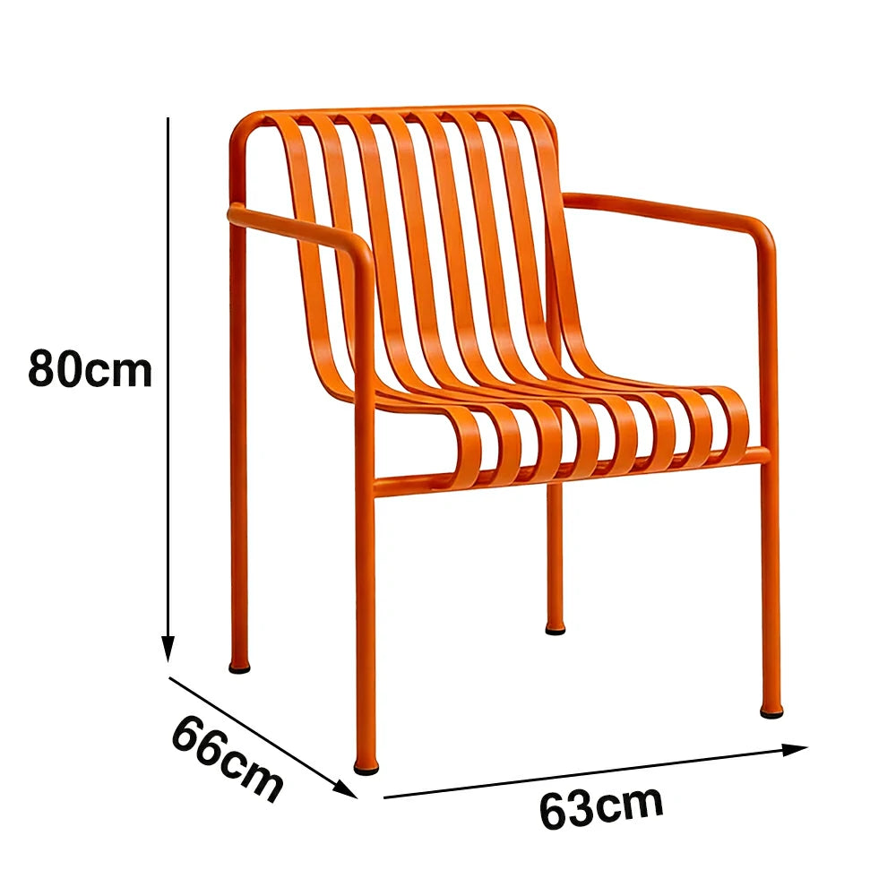 SOLARA Outdoor Metal Seating Collection - Bench, Lounger, Bar Stool & Dining Chair, Heavy-Duty Steel Frame, Weather-Resistant Finish - Orange